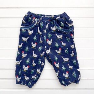 BABY BODEN EUC HTF Adorable Corduroy Chicken Duck Elastic Pants Joggers